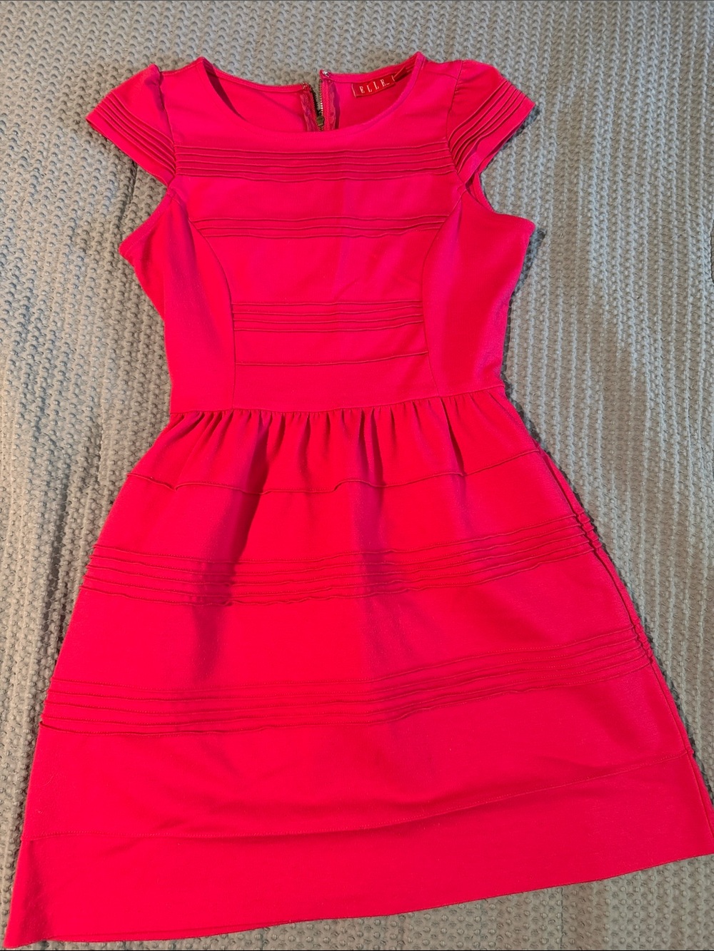 Elle Bright Pink Cap-Sleeve Fit-and-Flare Mini Dress